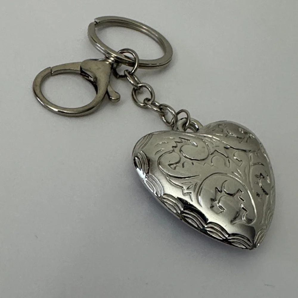 Silver Tone Heart Keychain
